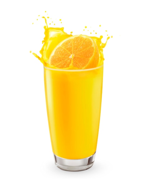 Orange juice splash isolated on white background