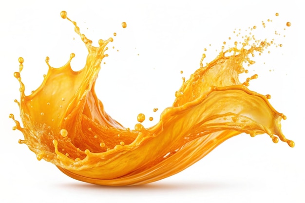 Orange juice splash isolated on white background