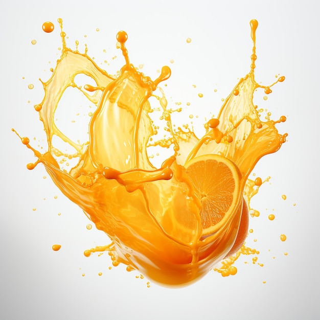 orange juice splash isolated on white background