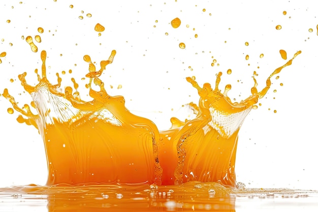 orange juice splash isolated on white