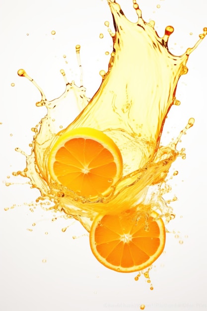 Orange juice splash Tropical orange juice Ai generated