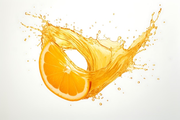 Orange juice splash wave on a white background