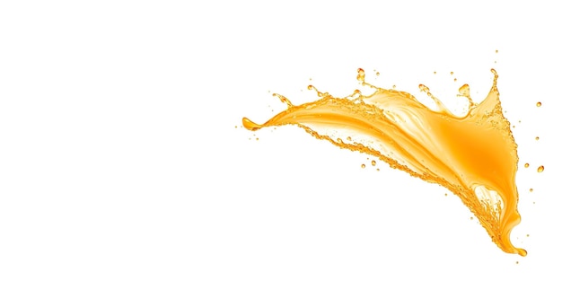 Orange juice splash on white background banner Generative AI