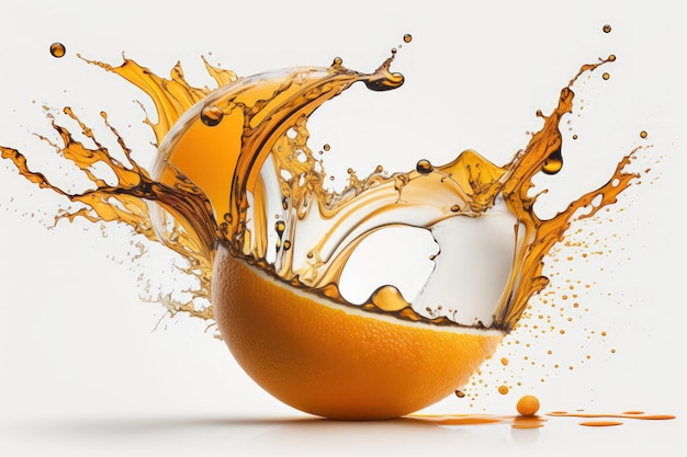 Orange juice splash on a white background