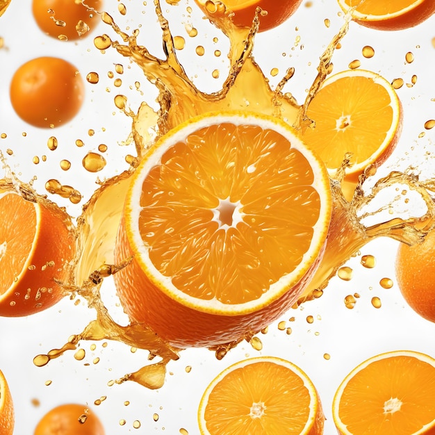 Orange Juice splash on white background