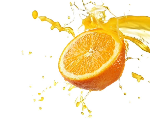 Orange juice splash on white background