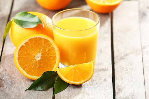 Orange juice on table closeup