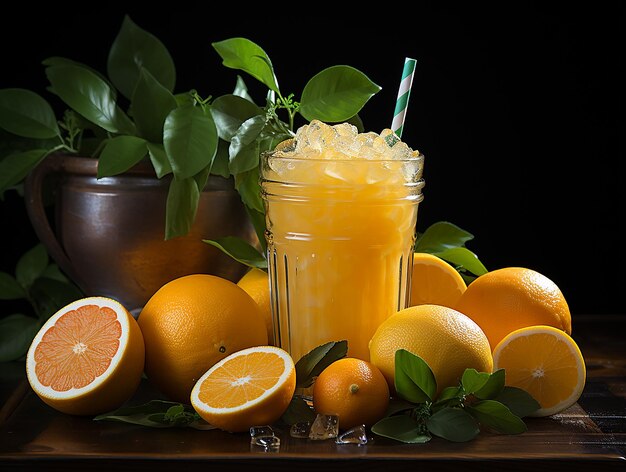 orange juice with fresh citrus fruit