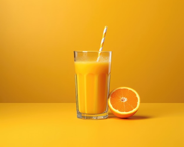 Orange juice with splashes with orange fruit in studio background restaurant with garden