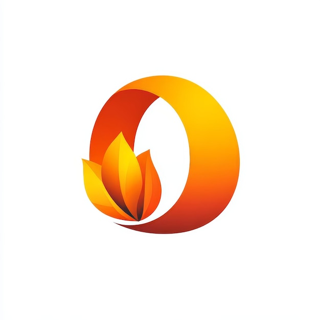 Photo orange letter o logo design icon template with fire element suitable for a company logotype