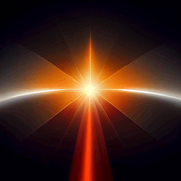 Orange Light Lens flare on black background Lens flare with bright light isolated with a black background