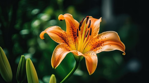 A orange lily with the word lily on it