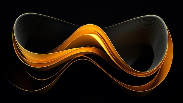 Orange line wave background template design yellow wallpaper element abstract gold curve black shape dark art