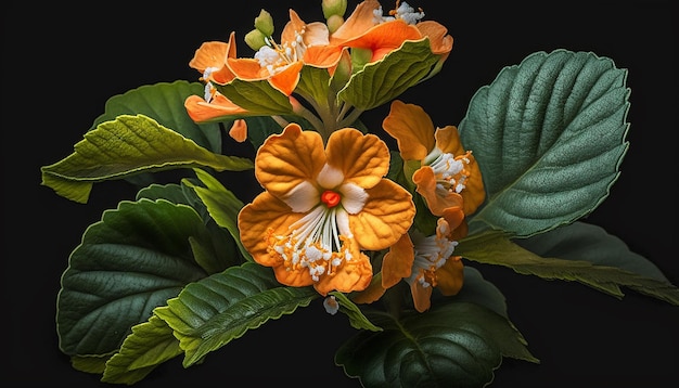 Orange marmalade crossandra tree flowers Created by Midjourney