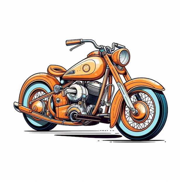 An orange motorcycle with the word harley on it