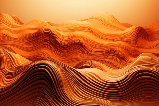 Orange mountain ranges with wavy lines Generative AI