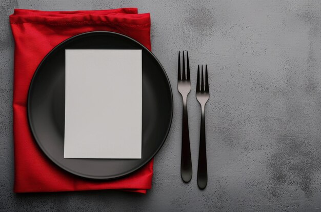 Photo orange napkin on black plate