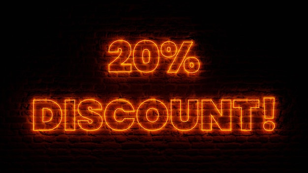 Orange Neon 20 Percent Discount with Brick Background