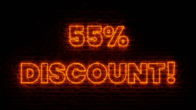 Orange Neon 55 Percent Discount with Brick Background