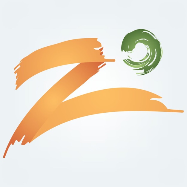 Photo an orange and orange letter z is drawn in a green circle