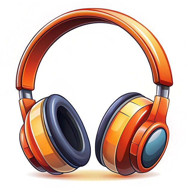 Photo an orange pair of headphones with orange and blue stripes