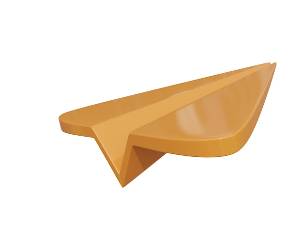 Orange paper airplane icon 3d render