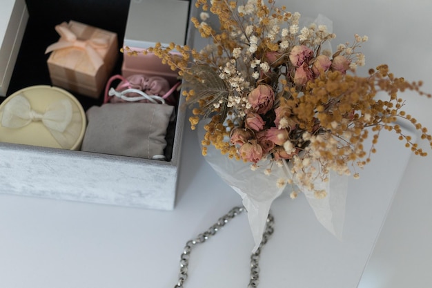 Orange and pink dried wildflowers