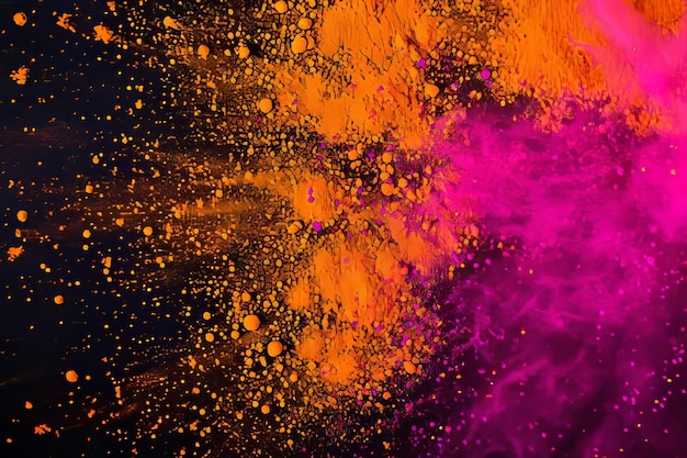 orange pink powder holi colors against black background