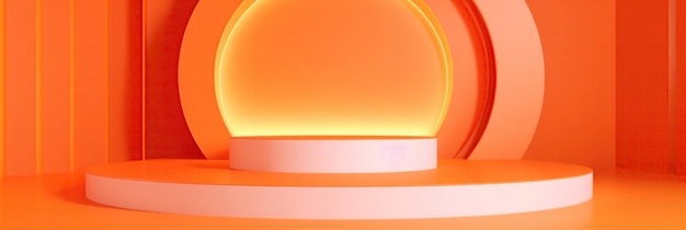 A orange podium on a bright background Stage for promotion brand 3d render composition Generate AI