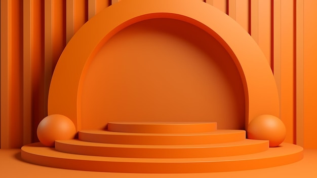 Orange Podium with Minimal Abstract Background