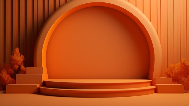 Orange Podium with Minimal Abstract Background