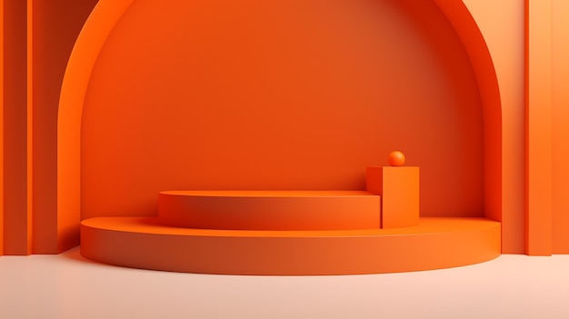 Orange Podium with Minimal Abstract Background