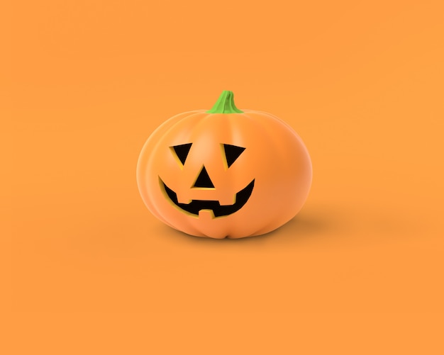 Orange pumpkin on an orange, 3D rendering