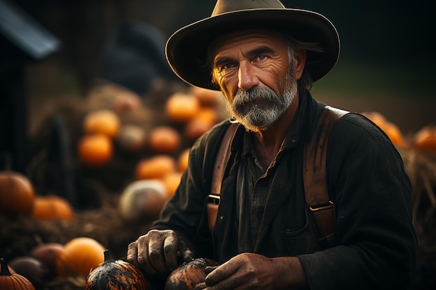 orange pumpkins onn the farm