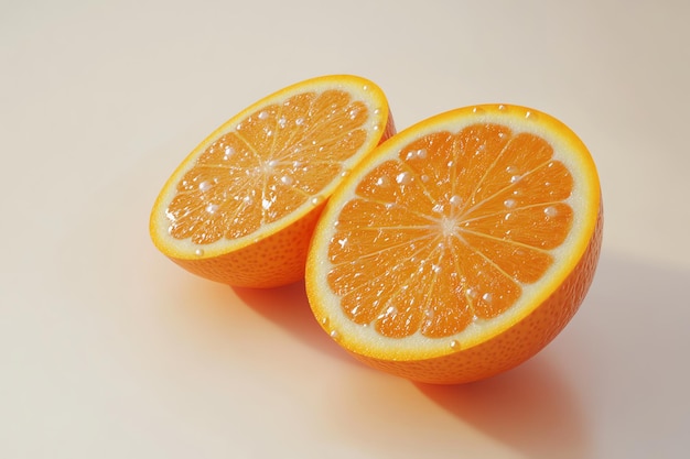 Orange realistic fruit healty food isolated on a white background