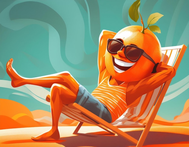 Orange Relaxing on Beach Chair