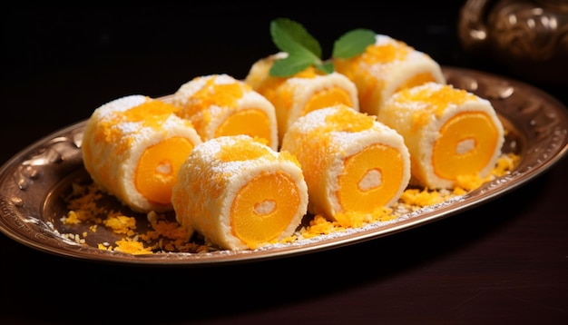 orange roll barfi or barfi sweet or mithai