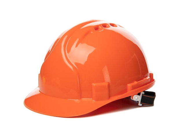 Orange safety helmet isolated on white