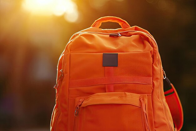 Photo orange school bag full of