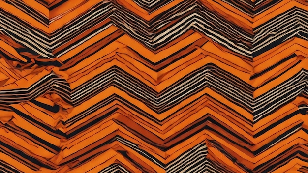 Orange seamless pattern with zigzag lines geometric background