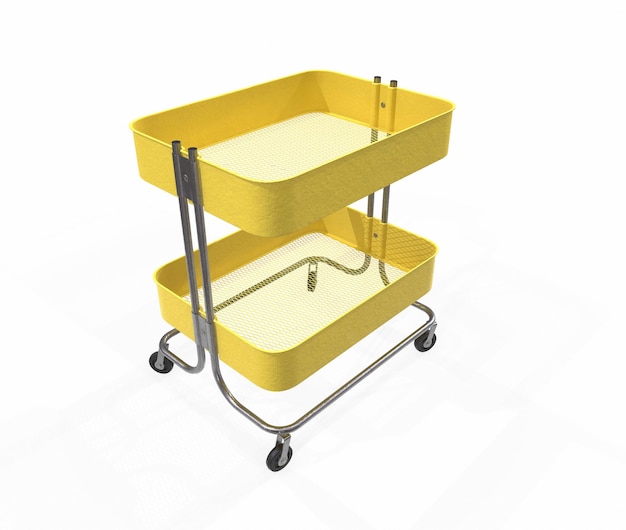 Orange shopping cart on white background 3d render