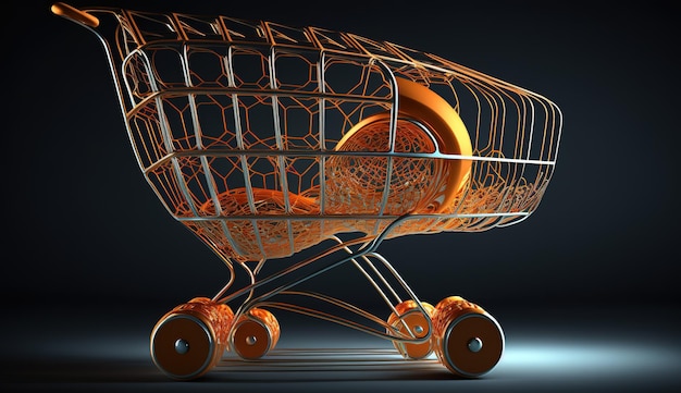 An orange shopping cart with a basket made by the company's company