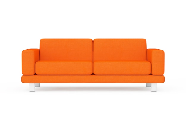 Orange Simple Modern Sofa Furniture on a white and yellow background. 3d Rendering