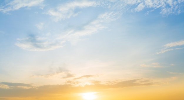 Orange sky and clouds background,Background of colorful sky concept, amazing sunset with twilight sk