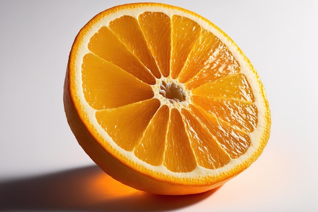 Orange slice isolated on a white backdrop