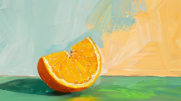 Photo orange slice painted in the style of maira kalman