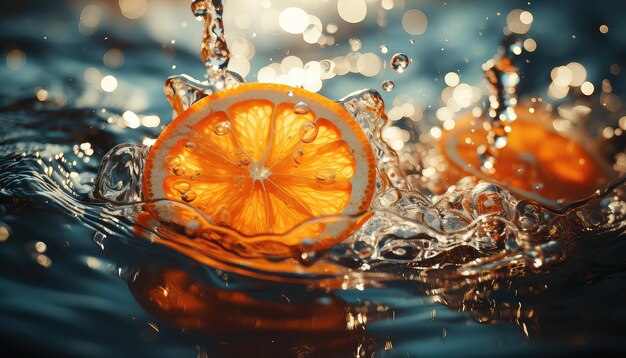 orange slice in water