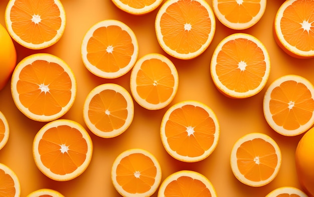 Orange slices on a yellow background