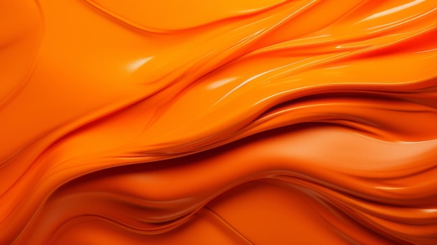 Orange smooth paint texture closeup swirl abstract background