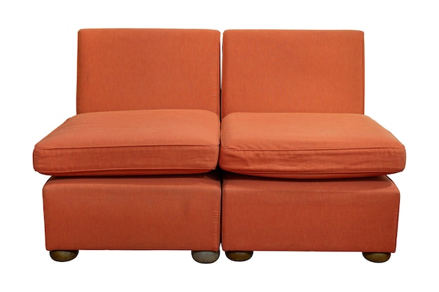 Orange Sofa Furniture Isolated on White with Clipping Path